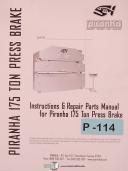 Piranha-Piranha 175 Ton, Press Brake Operations Programming Parts Wiring Manual-175 Ton-01